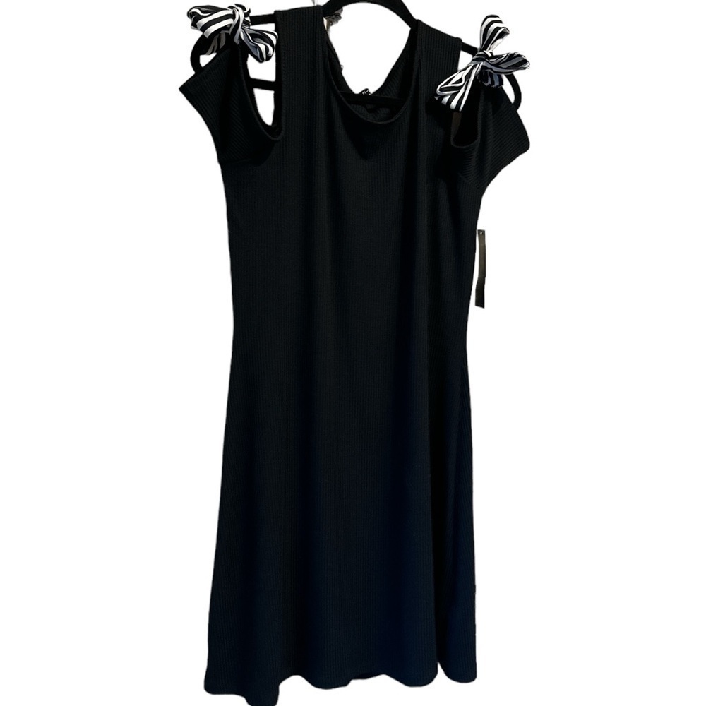 Relativity dress ribbon tie cold shoulder ribbed stretch small NEW NWT